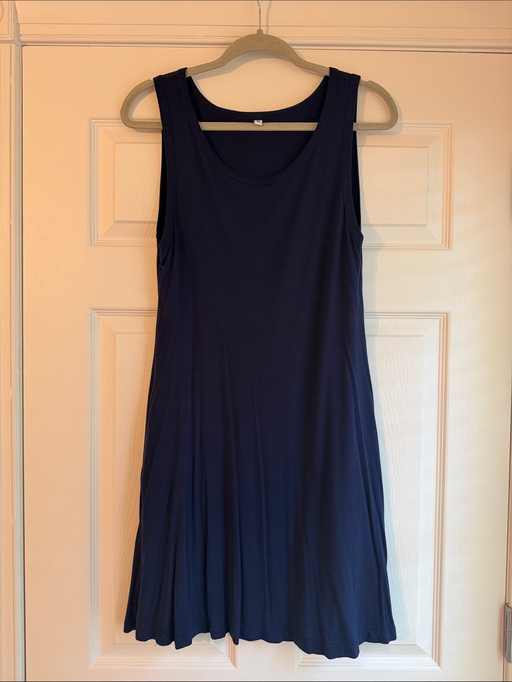 Sleeveless Navy Swing Dress with Pockets